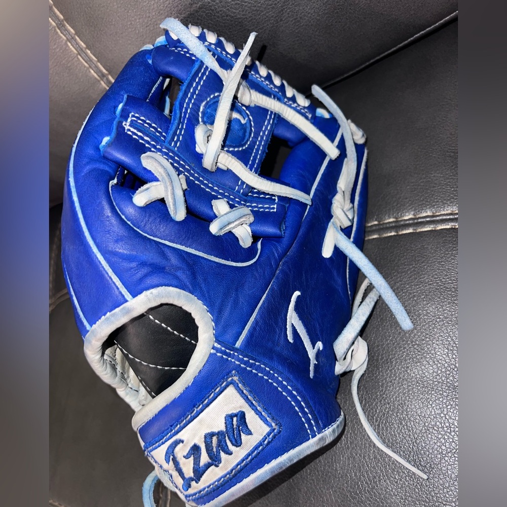 Blue Baseball Glove with White Accents